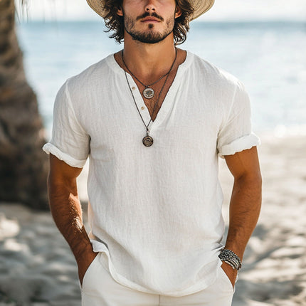 Men's V-Neck T-Shirt | Casual Cotton Short Sleeve Top | Soft & Breathable Fabric | Relaxed Fit | Versatile Wardrobe Essential | Available in Sizes S-3XL | Perfect for Everyday Wear