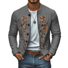 Men's Slim Fit Linen Jacket | Embroidered Stand Collar | Casual & Formal Outerwear | Stylish Single Breasted Blazer | Breathable Summer Coat | Fashionable Tailored Design | Versatile Wardrobe Essential