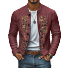 Men's Slim Fit Linen Jacket | Embroidered Stand Collar | Casual & Formal Outerwear | Stylish Single Breasted Blazer | Breathable Summer Coat | Fashionable Tailored Design | Versatile Wardrobe Essential