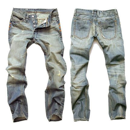 Men's Skinny Jeans | Distressed Washed Denim | Casual Style | Premium Quality | Unique Edgy Pockets | Comfortable Stretch Fit | Versatile Urban Look | Available in Blue, Black, Gray | Sizes 28-38