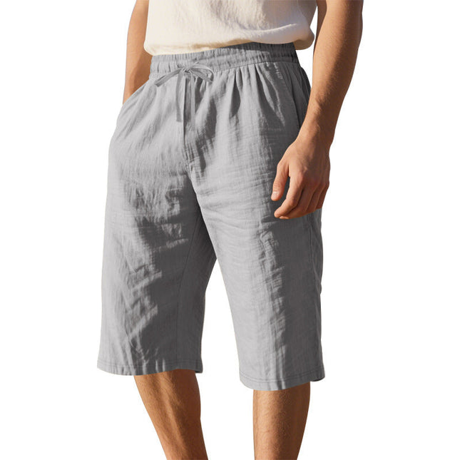 Men's Breathable Cotton Linen Shorts | Elastic Waist | Loose Fit | Lightweight Casual Wear | Outdoor Comfort | Side Pockets | Versatile Styles | High-Quality Fabric