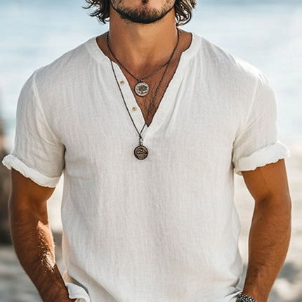 Men's V-Neck T-Shirt | Casual Cotton Short Sleeve Top | Soft & Breathable Fabric | Relaxed Fit | Versatile Wardrobe Essential | Available in Sizes S-3XL | Perfect for Everyday Wear