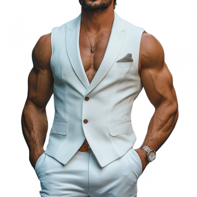 Men's Vintage Peaked Lapel Vest | Single Breasted Waffle Texture | Slim Fit Tailored Suit Vest | Elegant Formal Wedding & Party Wear | High-Quality Stylish Men's Vest | Multiple Sizes & Colors Available