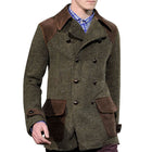 Vintage Herringbone Wool Suede Patchwork Coat | Double-Breasted Jacket | Men's Outerwear | Casual Winter Blazer | Elegant Buttoned Design | Sophisticated Fashion | Warm Luxury Textures | Unique Textured Details | Versatile Style