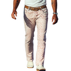 Men's Washed Denim Pants | Spring Summer Fashion | Retro Western Cowboy Style | Pink Leopard Print | Casual Wear | Comfortable Fit