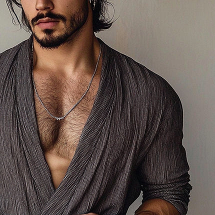 Men's Long Sleeve Tie-Front Cardigan | Casual Loose Fit | Open Front Outerwear | Soft Fabric Comfortable Layering