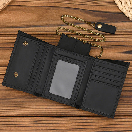 Men's Vintage Trifold Wallet | Casual Genuine Leather | Classic Style | High-Quality Material | Ample Storage | Card Slots | ID Window | Bill Compartments | Snap Closure | Durable Accessory