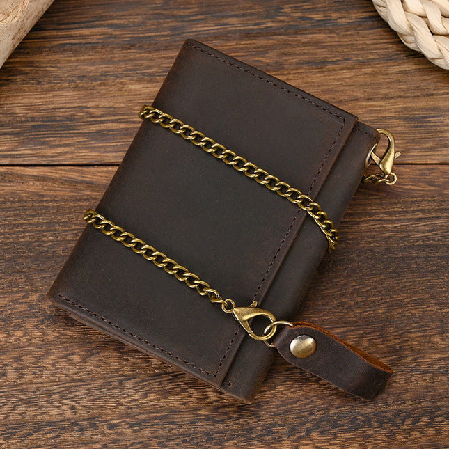 Men's Vintage Trifold Wallet | Casual Genuine Leather | Classic Style | High-Quality Material | Ample Storage | Card Slots | ID Window | Bill Compartments | Snap Closure | Durable Accessory