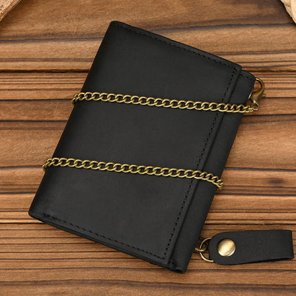 Men's Vintage Trifold Wallet | Casual Genuine Leather | Classic Style | High-Quality Material | Ample Storage | Card Slots | ID Window | Bill Compartments | Snap Closure | Durable Accessory