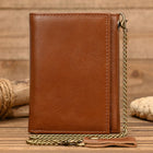 Men's Vintage Trifold Wallet | Casual Genuine Leather | Classic Style | High-Quality Material | Ample Storage | Card Slots | ID Window | Bill Compartments | Snap Closure | Durable Accessory