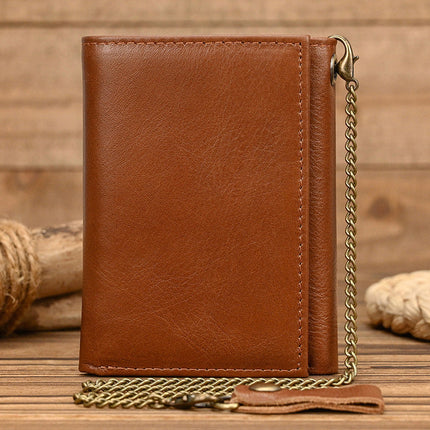 Men's Vintage Trifold Wallet | Casual Genuine Leather | Classic Style | High-Quality Material | Ample Storage | Card Slots | ID Window | Bill Compartments | Snap Closure | Durable Accessory