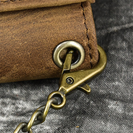 Men's Vintage Trifold Wallet | Casual Genuine Leather | Classic Style | High-Quality Material | Ample Storage | Card Slots | ID Window | Bill Compartments | Snap Closure | Durable Accessory