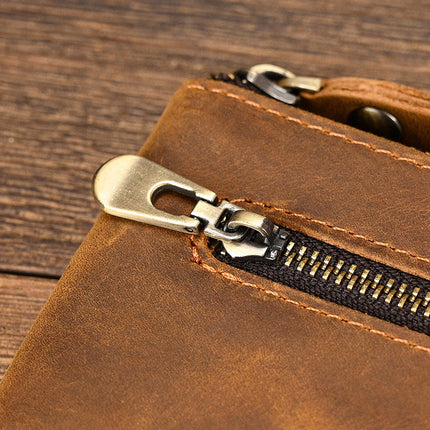 Men's Long Wallet | Vintage Crazy Horse Leather | Large Capacity | Durable Zip Closure | High-Quality Material | Versatile Everyday Use | Timeless Style | Unique Aging Patina | Perfect Gift for Men