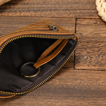 Men's Long Wallet | Vintage Crazy Horse Leather | Large Capacity | Durable Zip Closure | High-Quality Material | Versatile Everyday Use | Timeless Style | Unique Aging Patina | Perfect Gift for Men