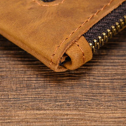 Men's Long Wallet | Vintage Crazy Horse Leather | Large Capacity | Durable Zip Closure | High-Quality Material | Versatile Everyday Use | Timeless Style | Unique Aging Patina | Perfect Gift for Men