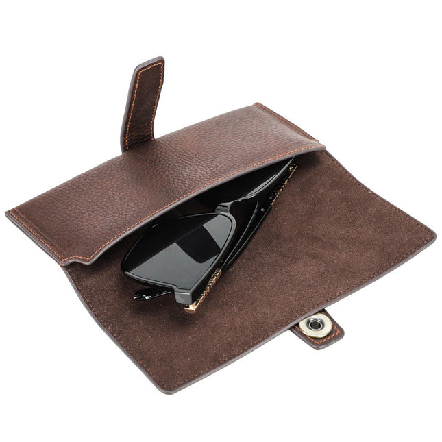 Handmade Glasses Storage Bag for Men | Top Layer Cowhide | Magnetic Buckle | Portable Eyewear Case | Luxury Protective Interior | Compact Design | Artisanal Eyewear Holder | Durable Leather