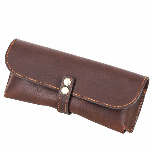 Men's Glasses Case | Portable Travel Eyewear Storage | Top Layer Cowhide | Compact & Durable Design | Secure Closure | Scratch & Dust Protection | Versatile for Sunglasses & Prescription Glasses | Ideal Commuting Companion