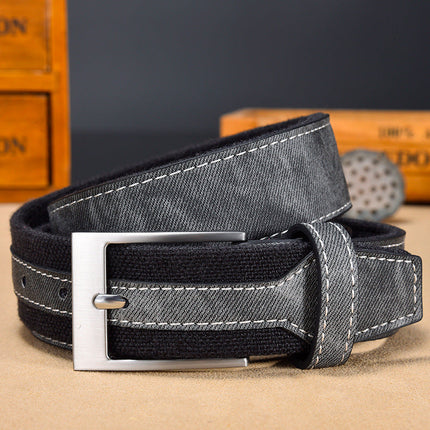 Men's Vintage Canvas Patchwork Belt | Durable High-Quality | Casual & Semi-Formal Belt | Antique Metal Buckle | Versatile Fashion Accessory | Adjustable Rugged Charm | All-Day Comfort