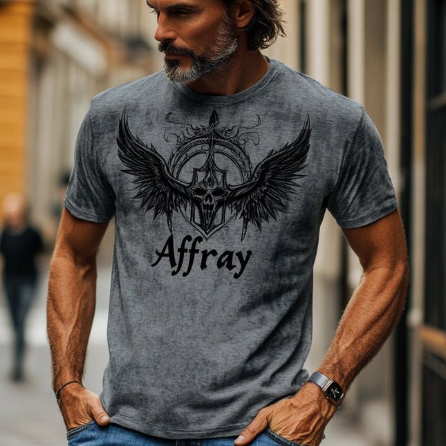 Men's Dark Gray Vintage Print T-Shirt | Round Neck | Short Sleeve | Premium Cotton | Casual Style | Relaxed Fit