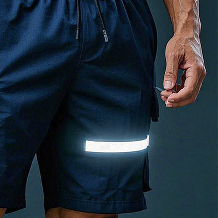 Men's Active Shorts | Reflective | Moisture Wicking | Lightweight | Breathable | Elastic Waistband | Running | Enhanced Visibility