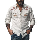 Men's Embroidered Long Sleeve Shirt | Vintage Cotton | Tailored Fit | Breathable Comfort | Casual & Semi-Formal | Button-Up Front | Artisanal Detailing | Versatile Styling