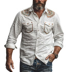 Men's Long Sleeve Embroidered Casual Shirt | Breathable Fabric | Versatile Style | Elegant Design | Available in Multiple Sizes | Ideal for Semi-Formal Occasions | Fashion Forward Wardrobe Essential