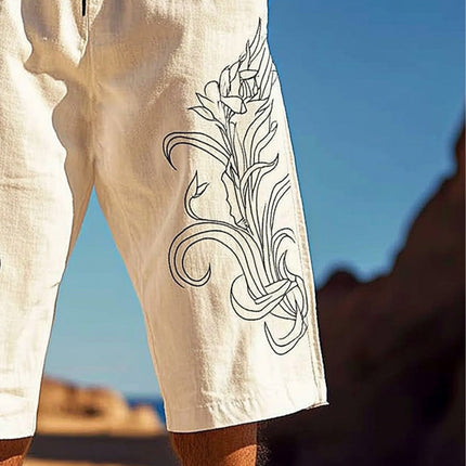 Men's Printed Casual Trousers | Mid-length Relaxed Fit | High-quality Breathable Fabric | Simplistic Elegant Design