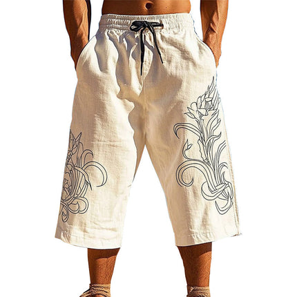 Men's Printed Casual Trousers | Mid-length Relaxed Fit | High-quality Breathable Fabric | Simplistic Elegant Design