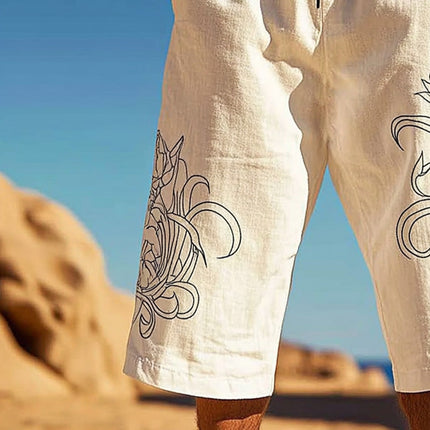 Men's Printed Casual Trousers | Mid-length Relaxed Fit | High-quality Breathable Fabric | Simplistic Elegant Design