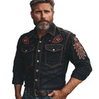 Men's Vintage Denim Shirt | Embroidered Long Sleeve | High-Quality Denim | Tailored Fit | Classic Collar | Casual & Semi-Formal | Intricate Chest & Cuffs Embroidery | Durable & Comfortable | Smart-Casual Styling