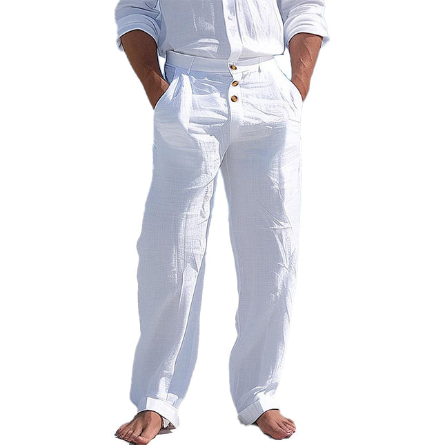 Men's Cotton Casual Pants | Solid Color | Breathable Lightweight Fit | Premium Fabric | Everyday Comfort | Versatile Style | Durable Design | Functional Pockets