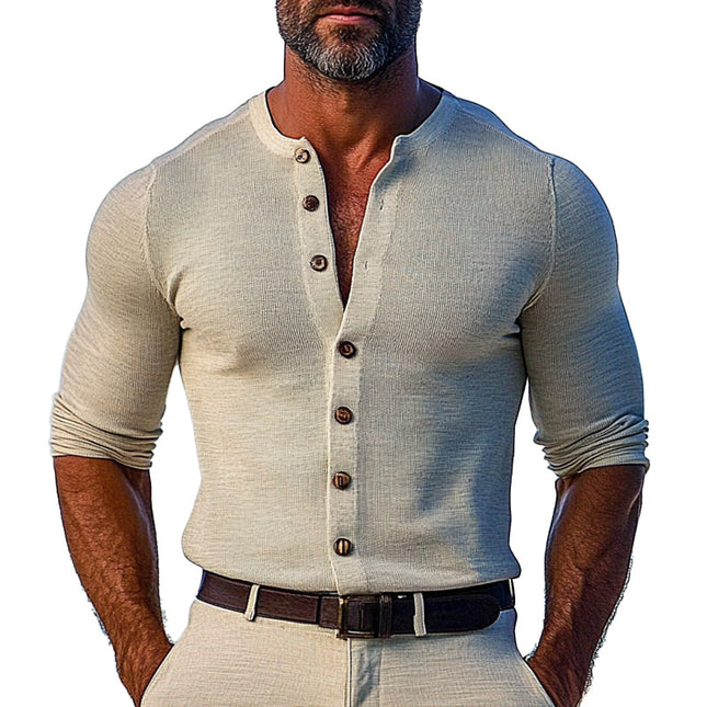Men's Long Sleeve Round Neck Shirt | Solid Color | Versatile Casual & Formal Wear | Comfortable High-Quality Fabric | Modern Tailored Fit | Timeless Style | Ideal Wardrobe Essential