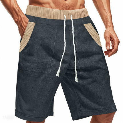 Men's Contrast Paneled Shorts | Elastic Waistband | Stylish Casual Wear | Breathable Fabric | Comfortable Fit | Versatile Design | Trendy Clothing for Men