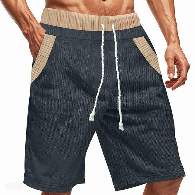 Men's Contrast Paneled Shorts | Elastic Waistband | Stylish Casual Wear | Breathable Fabric | Comfortable Fit | Versatile Design | Trendy Clothing for Men