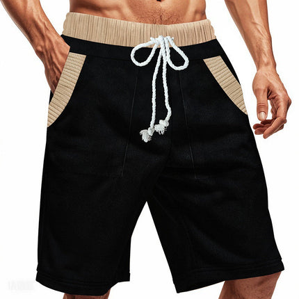 Men's Contrast Paneled Shorts | Elastic Waistband | Stylish Casual Wear | Breathable Fabric | Comfortable Fit | Versatile Design | Trendy Clothing for Men