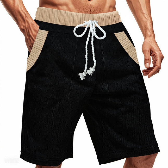 Men's Contrast Paneled Shorts | Elastic Waistband | Stylish Casual Wear | Breathable Fabric | Comfortable Fit | Versatile Design | Trendy Clothing for Men