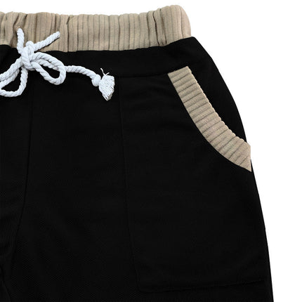 Men's Contrast Paneled Shorts | Elastic Waistband | Stylish Casual Wear | Breathable Fabric | Comfortable Fit | Versatile Design | Trendy Clothing for Men