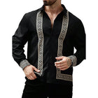 Men's Stylish Printed Long Sleeve Lapel Shirt | Casual Dress | Comfortable Breathable Fabric | Unique Design for Gatherings and Events | Versatile Fashion Top | Suitable for Layering | Smart-Casual Wardrobe Essential