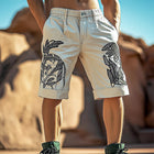 Men's Casual Shorts | Embroidered Design | Blend Fabric | Relaxed Fit | Elastic Waistband | Versatile Style
