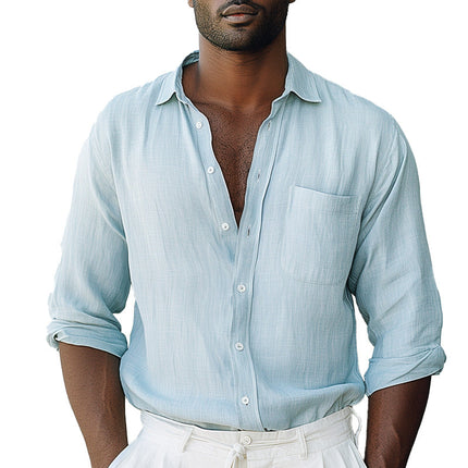 Men's Long Sleeve Shirt | Solid Color Casual | Lightweight Breathable Fabric | Tailored Fit | Versatile for Semi-Formal & Casual Occasions | High-Quality Durable Material | Timeless Fashion