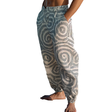 Men's Swirl Print Casual Pants | Artistic Pattern | Comfortable Fit | High-Quality Durable Material | Stylish Versatile Trousers | Fashion Statement | Suitable for Casual Outings or Creative Settings