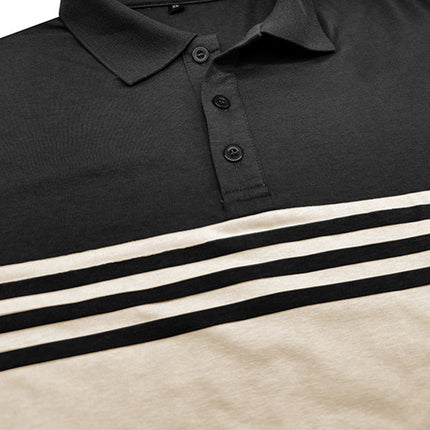 Men's Short Sleeve Polo Shirt | Casual Striped Design | Classic Fit | Breathable Soft Fabric | Timeless Style | Polo Collar with Two-Button Placket | Durable High-Quality Stitching | Versatile Wardrobe Essential
