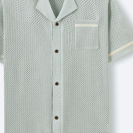 Men's Short Sleeve Knitted Shirt | Casual Cotton Polyester Blend | Soft Breathable Fabric | Relaxed Fit | Elegant Pattern Design | Versatile Wardrobe Staple | Stylish & Comfortable