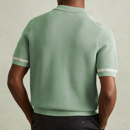 Men's Short Sleeve Knitted Shirt | Casual Cotton Polyester Blend | Soft Breathable Fabric | Relaxed Fit | Elegant Pattern Design | Versatile Wardrobe Staple | Stylish & Comfortable