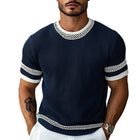 Men's Knitted T-Shirt | Contrast Web Design | Short Sleeve Round Neck | Stylish & Comfortable Casual Top | Breathable Fabric | Relaxed Fit for Versatile Wear | Perfect for Layering