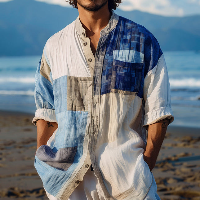 Men's Unique Print Long Sleeve Dress Shirt | Personalized Design | Premium Fabric | Comfort Fit | Fashionable Men's Wear