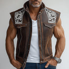 Men's Leather Vest | Embroidered Design | Personalized Fit | Premium Quality | Stylish Outerwear | Unique Embroidery | Comfortable and Durable | Fashionable and Sophisticated | Perfect for Layering