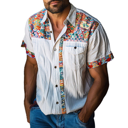 Men's Ethnic Print Casual Shirt | Breathable Fabric | Vibrant Cultural Heritage Design | Tailored Fit | High-Quality Durable Construction | Versatile Styling Options | Perfect for Modern Wardrobe