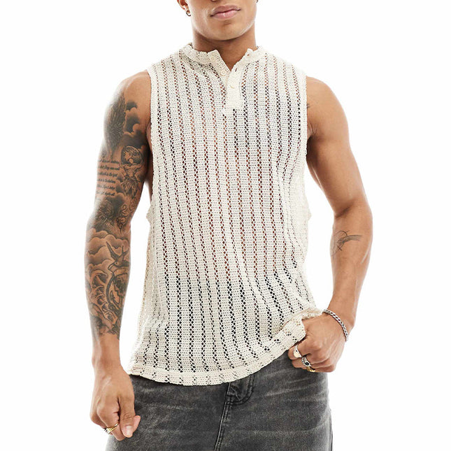 Men's Knit Beach Tank Top | Sleeveless Pullover | Breathable Fabric | Unique Knit Design | Versatile Color | Casual Summer Wear | Ideal for Warm Weather