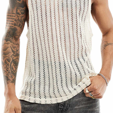 Men's Knit Beach Tank Top | Sleeveless Pullover | Breathable Fabric | Unique Knit Design | Versatile Color | Casual Summer Wear | Ideal for Warm Weather